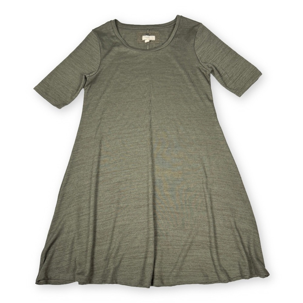 Cupio Blush Womens Olive Green Knit A-Line Short Sleeve Dress CB47230 Medium